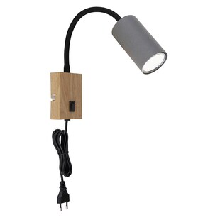 Wandleuchte, Holzoptik, flexibel verstellbar, Stromkabel, H 44 cm 