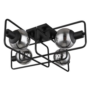 Deckenleuchte, Metallgestell, Glas Kugeln, rauch, L 61 cm 