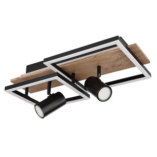 LED Deckenlampe, Metall Holzoptik, schwarz, Memory-Funktion 