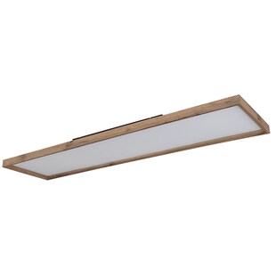 LED Deckenleuchte, Holz Rahmen, opal braun, CCT, L 120 cm 