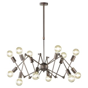 Hängeleuchte, 12 Flammig, Spots beweglich, braun, D 95 cm 