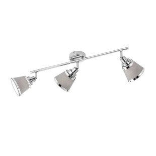 Deckenleuchte chrom, Textil grau, Spots verstellbar, L 63 cm 