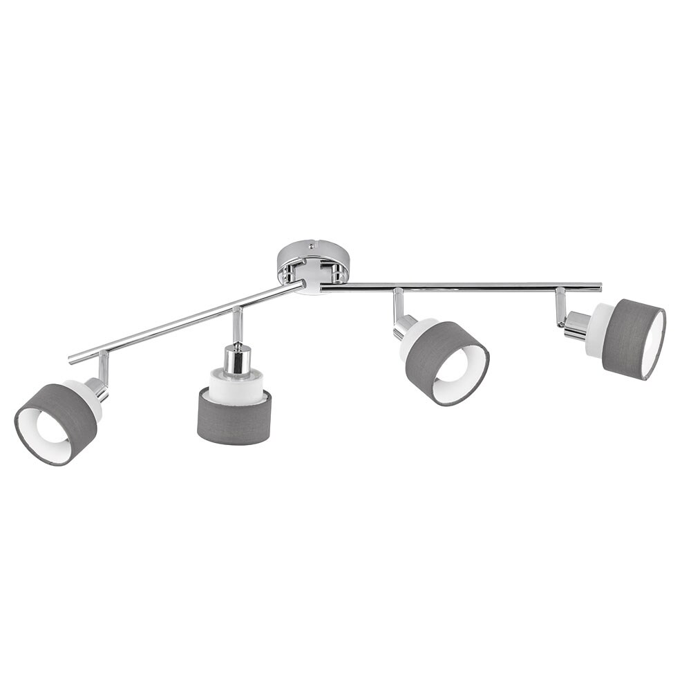 Deckenleuchte, Stahl, chrom grau, Spots schwenkbar, L 85 cm 