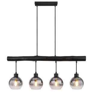 LED Hängeleuchte, Glas rauch, schwarz, Höhenverstellbar, L 85 cm 