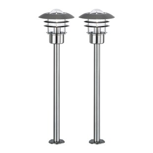 2x Außenleuchte, Stehleuchte für Garten, Edelstahl gebürstet 
