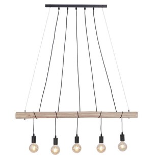 Hängeleuchte, Balken natur, Kabel schwarz, L 120 cm 