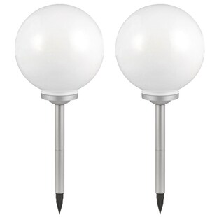 2er Set Solarkugel, Erdspieß, weiß silber, H 66,5 cm 