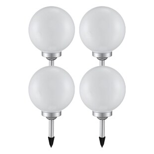 4x LED Solarleuchte, Kugel weiß, DM 20 cm, H 62 cm 