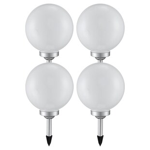 4er Set LED Solarleuchte, Kugel weiß, H 65 cm 