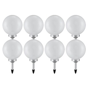 8er Set LED Solarleuchte, Kugel weiß, H 62 cm 