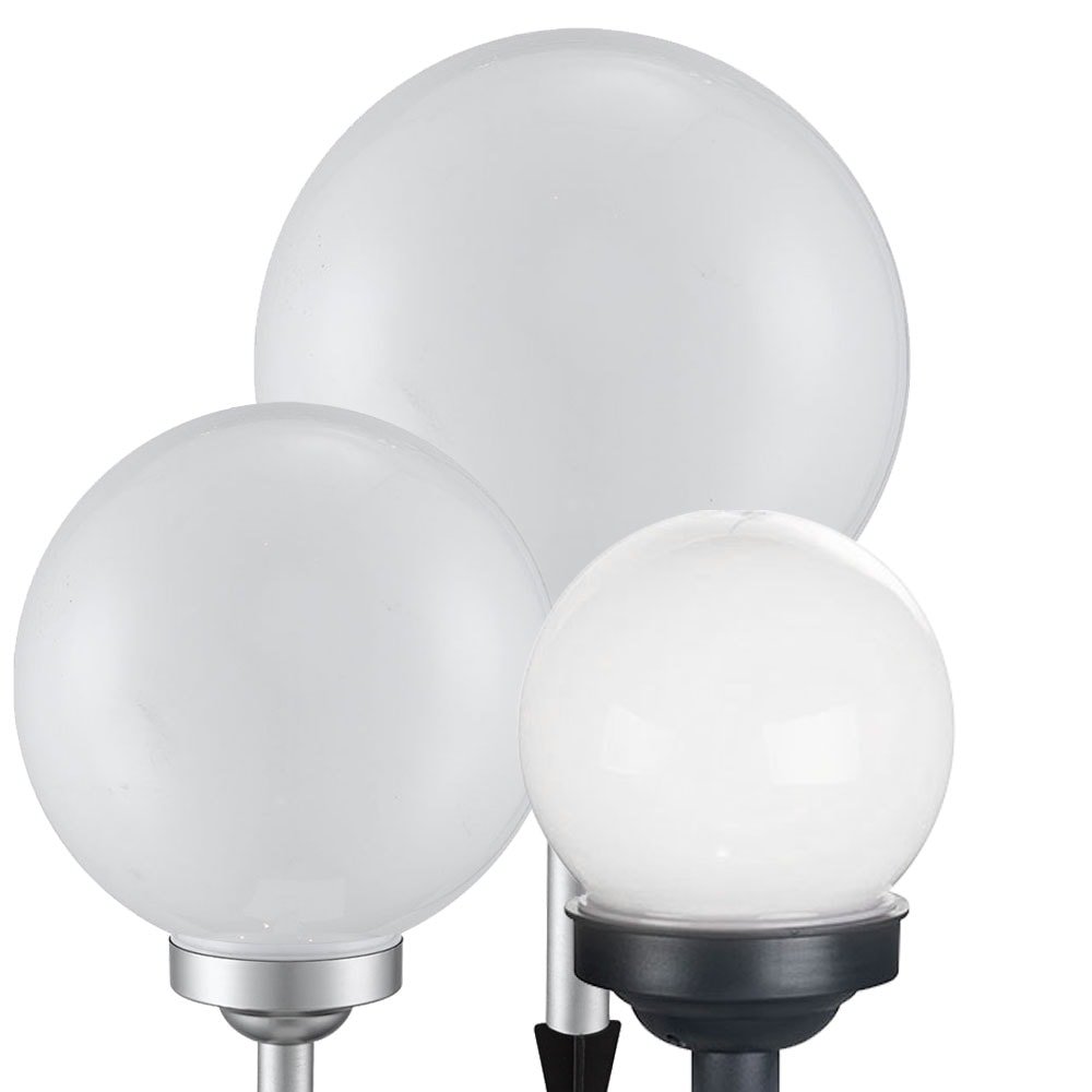 3er Set LED Solarleuchten, Au&szlig;enlampe, Kugel, wei&szlig; silber 