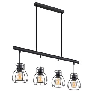LED Hängeleuchte, 4-Flammig, Käfig-Design, schwarz, L 77 cm 
