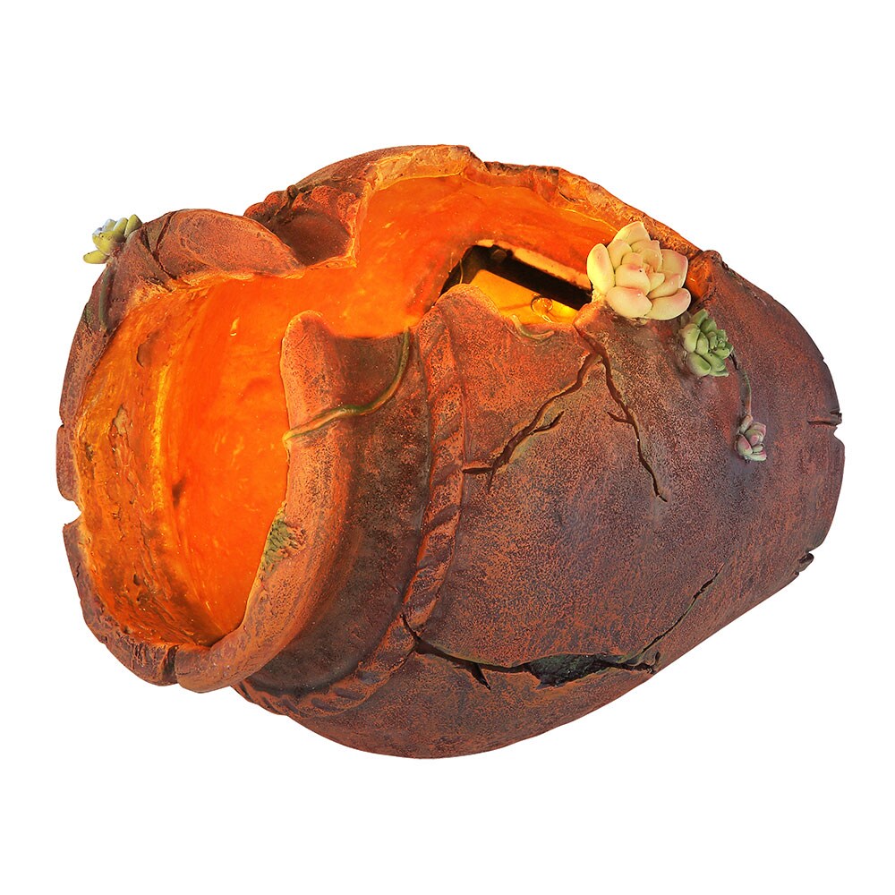 LED Solarleuchte, Blumentopf, braun, orientalisch, H 20 cm 