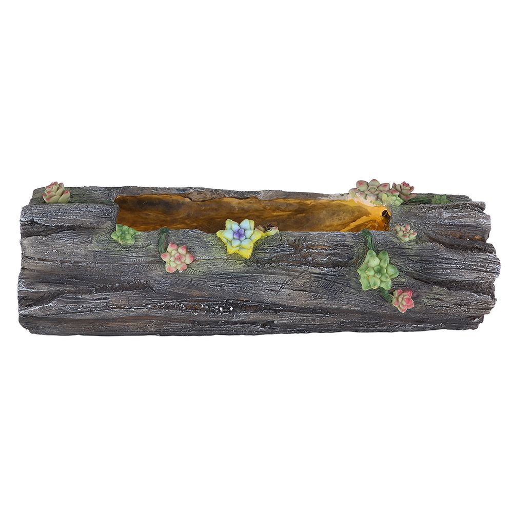 LED Solarleuchte, Baumstamm, Grau, Kunststoff, L 44,3 cm 