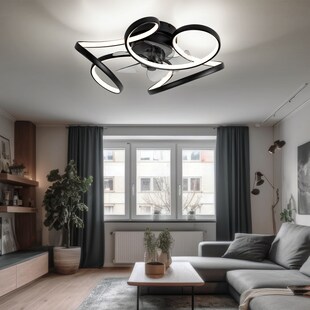 LED Deckenventilator, Fernbedienung, dimmbar, CCT, schwarz 