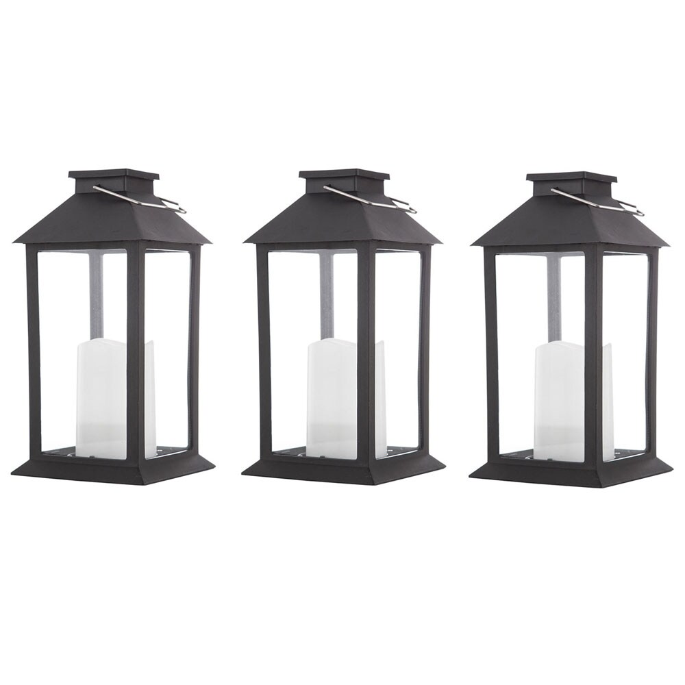 3x LED Solarleuchte, Laterne, Akku, Kerze, wei&szlig;, H 27,5 cm 