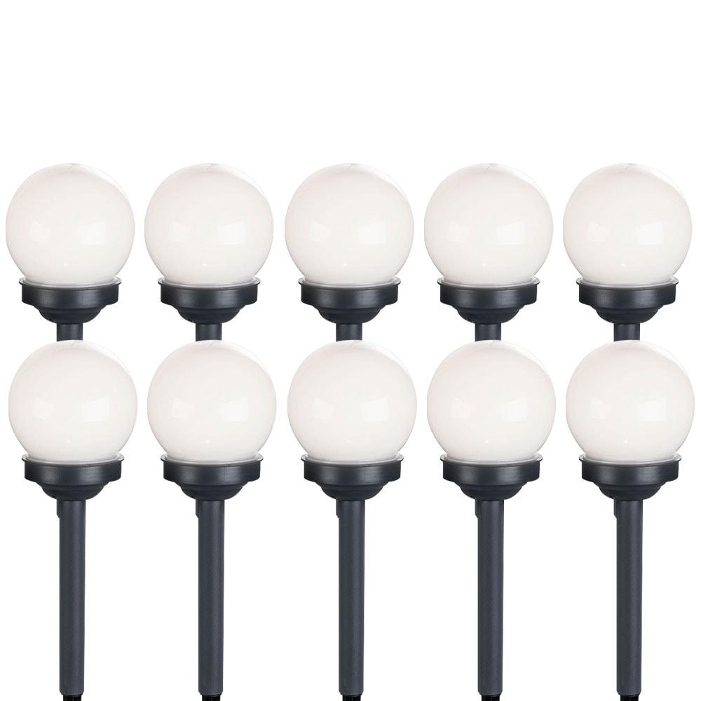 10er Set LED Solarkugel wei&szlig;, Erdspie&szlig;, DxH 10x38 cm 