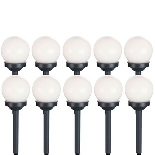 10er Set LED Solarkugel weiß, Erdspieß, DxH 10x38 cm 