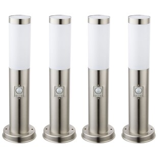 4er RGB LED Wegelampe, Bewegungsmelder, IP44, H 45cm 