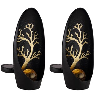 2er Set LED Solarleuchte, Baum, schwarz, Akku, H 30 cm 