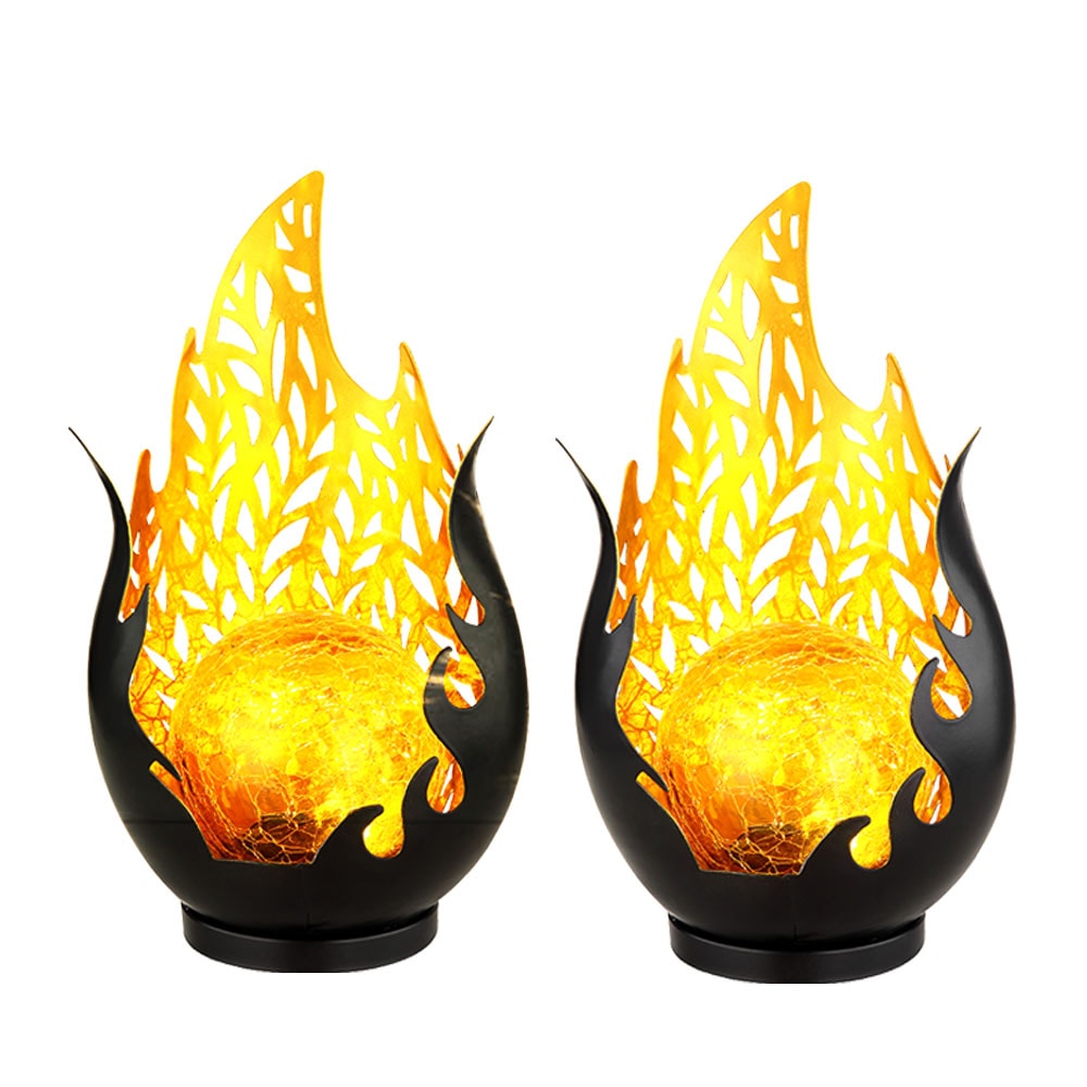 2x LED Solarleuchte, Wetterfest, schwarz, gold, Akku, H 26,5cm 