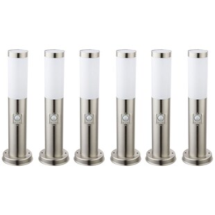 6x LED Wegelampe, Edelstahl, Bewegungsmelder, IP44, H 45cm 