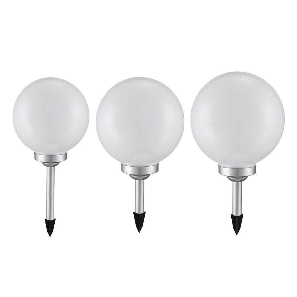 3x LED Solarleuchte, Kugel, Erdspie&szlig;, Akku, IP44 