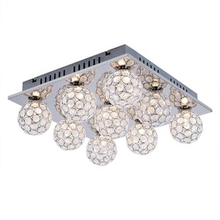 Deckenleuchte, 9 flammig, Metall Chrom, 37x37x14cm 