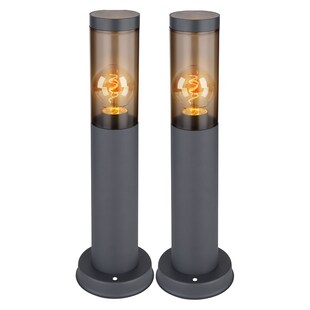 2er Set Sockelleuchte, Edelstahl, anthrazit, rauch, H 45 cm 