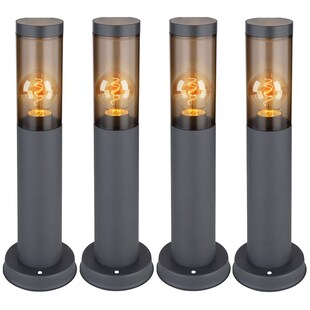 4er Set Sockelleuchte, Edelstahl, anthrazit, rauch, H 45 cm 