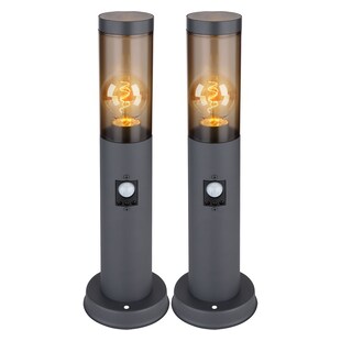 2er Set Sockelleuchte, Bewegungsmelder, anthrazit, H 45 cm 