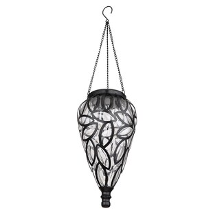 LED Solar Hängeleuchte, Tropfen mit Dekor, H 50 cm 