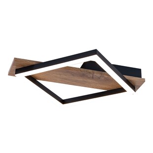 LED Deckenleuchte, Holzoptik, Metall, schwarz, L 33 cm 