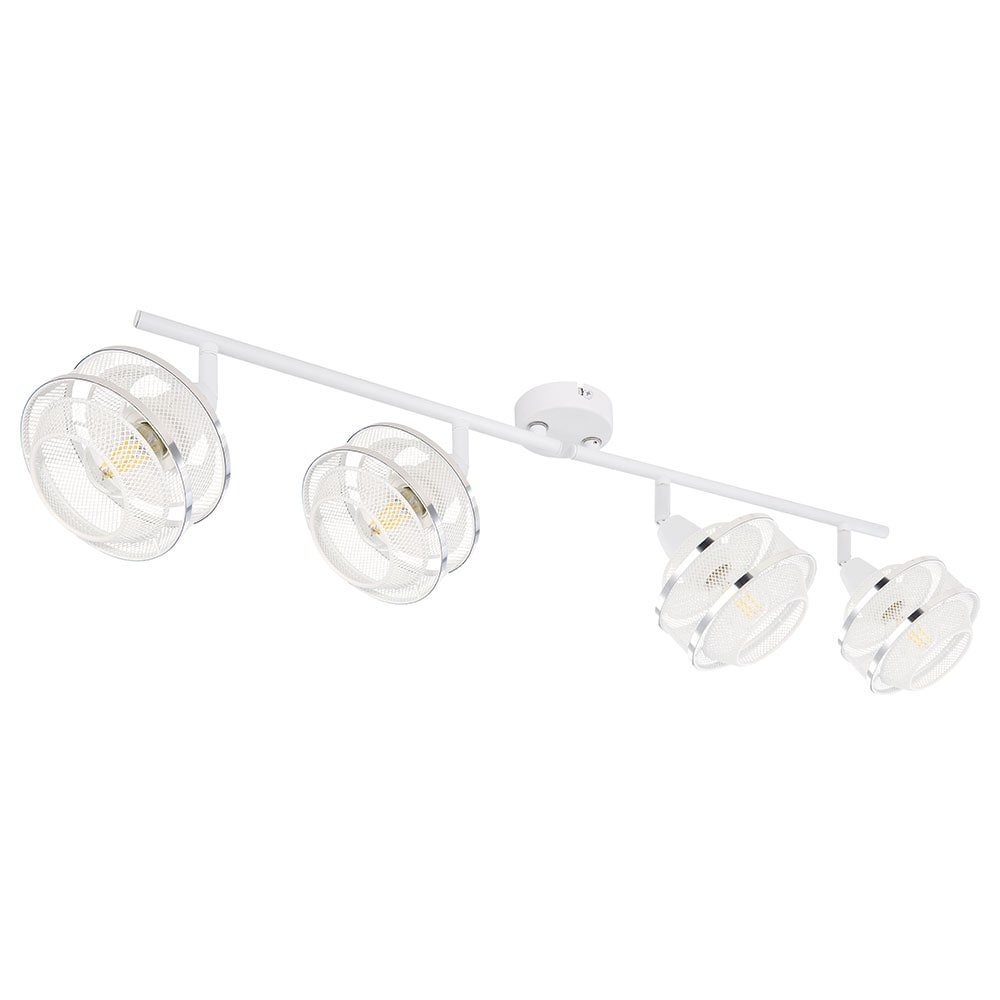 Deckenleuchte, 4-Flammig, Gitter-Geflecht, Wei&szlig; 