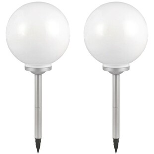 2er Set Solarkugel, Erdspieß, weiß silber, H 70 cm 