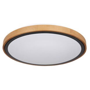 LED Deckenleuchte, Holz, schwarz, opal, CCT, D 43,7 cm 