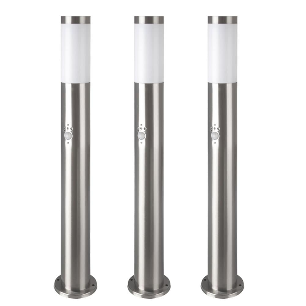 3x Stehleuchte, silber, Bewegungsmelder, 80 cm 