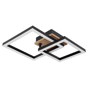 LED Deckenleuchte, Metall, schwarz matt, MDF, L 42cm 