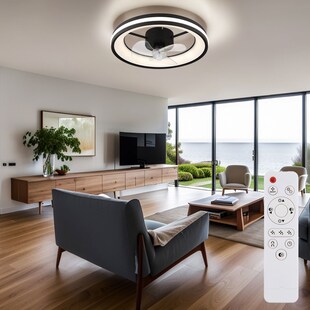 LED Deckenventilator, dimmbar, Fernbedienung, CCT, D 49,5 cm 