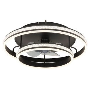 LED Deckenventilator, Fernbedienung, dimmbar, schwarz, D 60 cm 