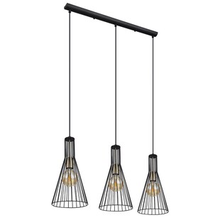 Pendellampe, Metall, schwarz matt, Gitterschirme, H 120 cm 