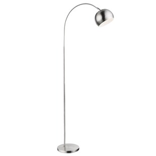 Stehlampe, Chrom, Schalter, Metall, weiß, H 150cm 