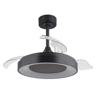LED Deckenventilator, schwarz, dimmbar, Fernbedienung, D 91 cm 