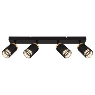 Deckenstrahler, Metall schwarz gold, Spots beweglich, L 53 cm 