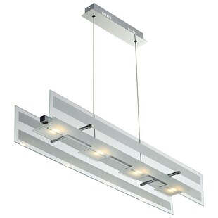LED Pendelleuchte Glas, chrom, L 87 cm 