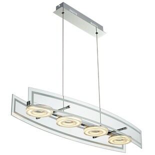 LED Pendelleuchte Glas, chrom, Höhenverstellbar, L 80 cm 