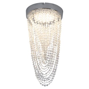 LED Deckenleuchte, Chrom, Kristallbehang, H 34 cm 