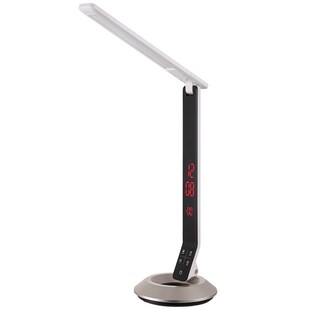 LED Tischleuchte, ALU, Silber, Touchdimmer, Uhr, H 75 cm 