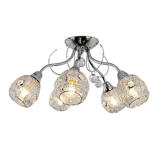 LED Deckenleuchte, Chromgeflecht, Kristalle, D 54 cm 