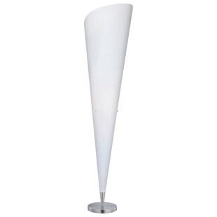 LED Stehleuchte aus mattem Nickel und Kunststoff Schirm 